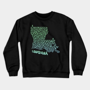 Louisiana State Outline Maze & Labyrinth Crewneck Sweatshirt